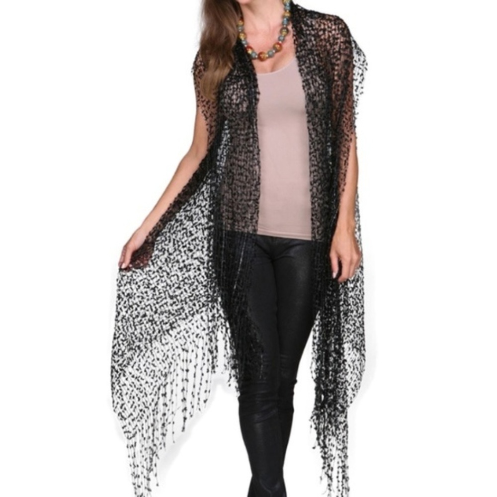 Black Confetti Vest Cardigan
